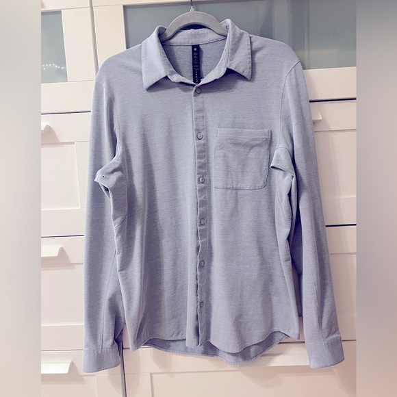 Lululemon Men’s Commission Long-Sleeve Shirt - Harbor Blue/White - Picture 3 of 7